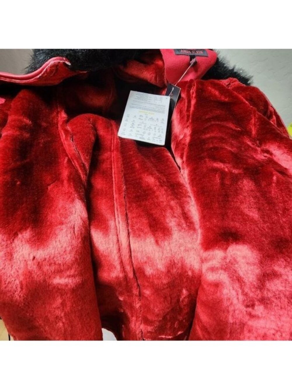 Anne Klein Red Suede Coat With Faux Fur Collar Size Small NWT - Picture 7 of 10